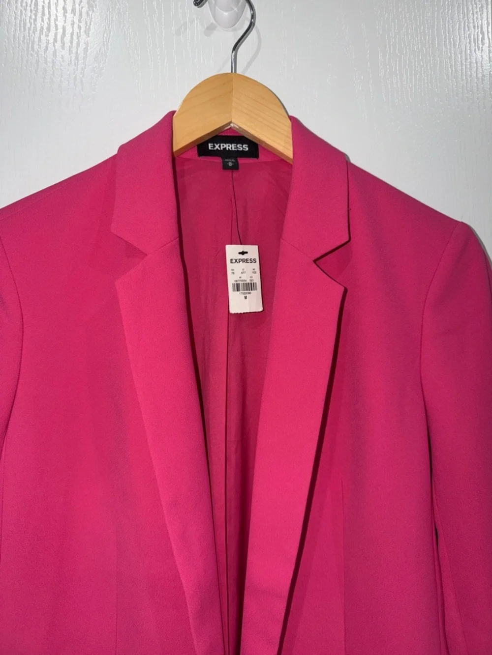 Express Women's hot pink  Open-Front Blazer NWT 3/4 length sleeves medium - Picture 3 of 8